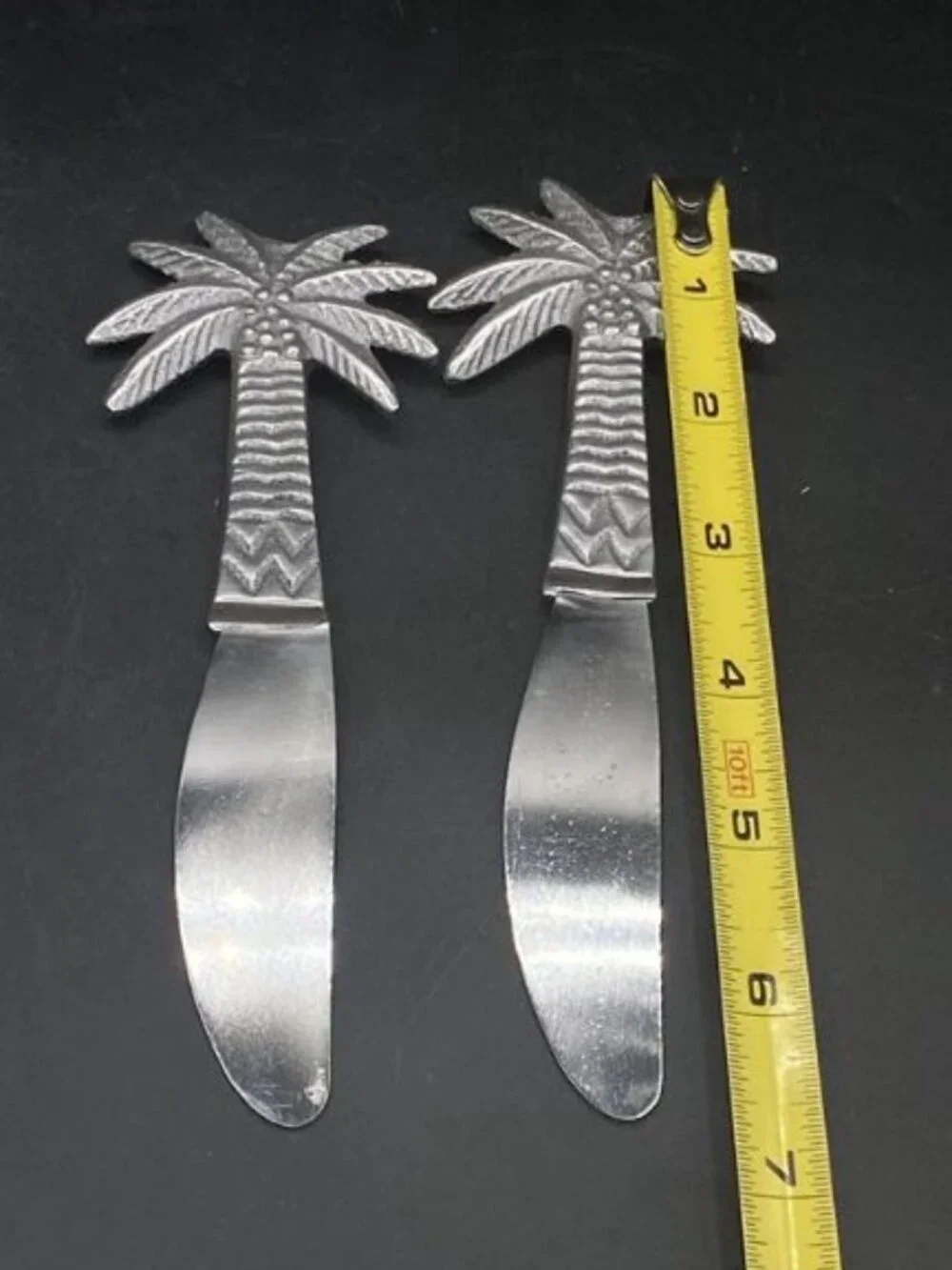 Palm Tree Knife Cheese Spreader Set of 2 Stainless Steel Tiki Bar ￼